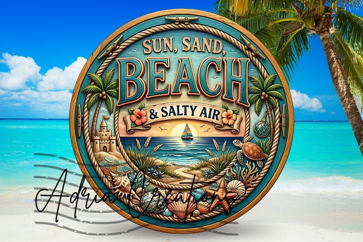 Summer Door Hanger, Beach Wind Spinner