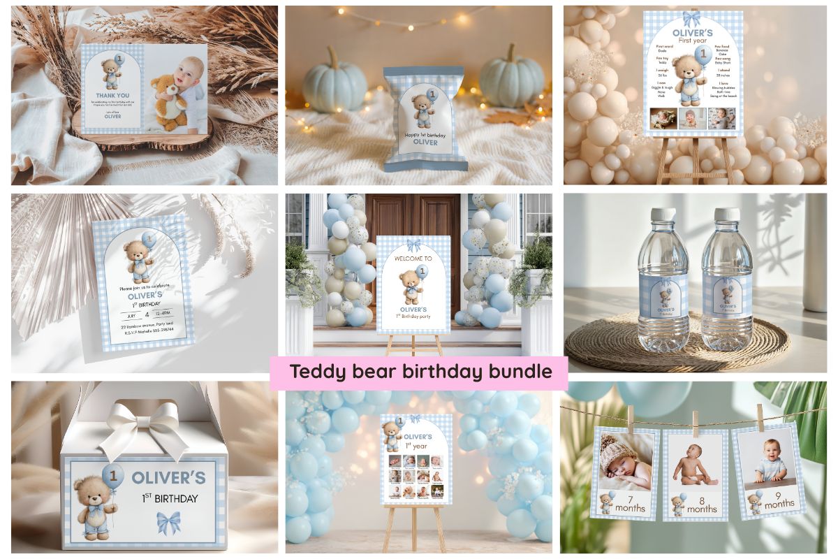 Teddy Bear First Birthday Party Bundle